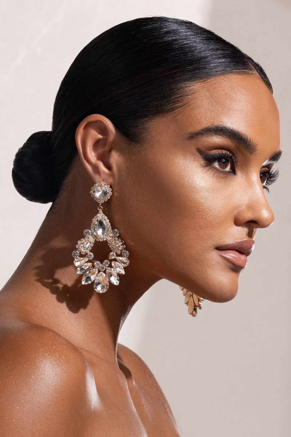 White Crystal Chandelier Drop Earrings Flowering Girl
