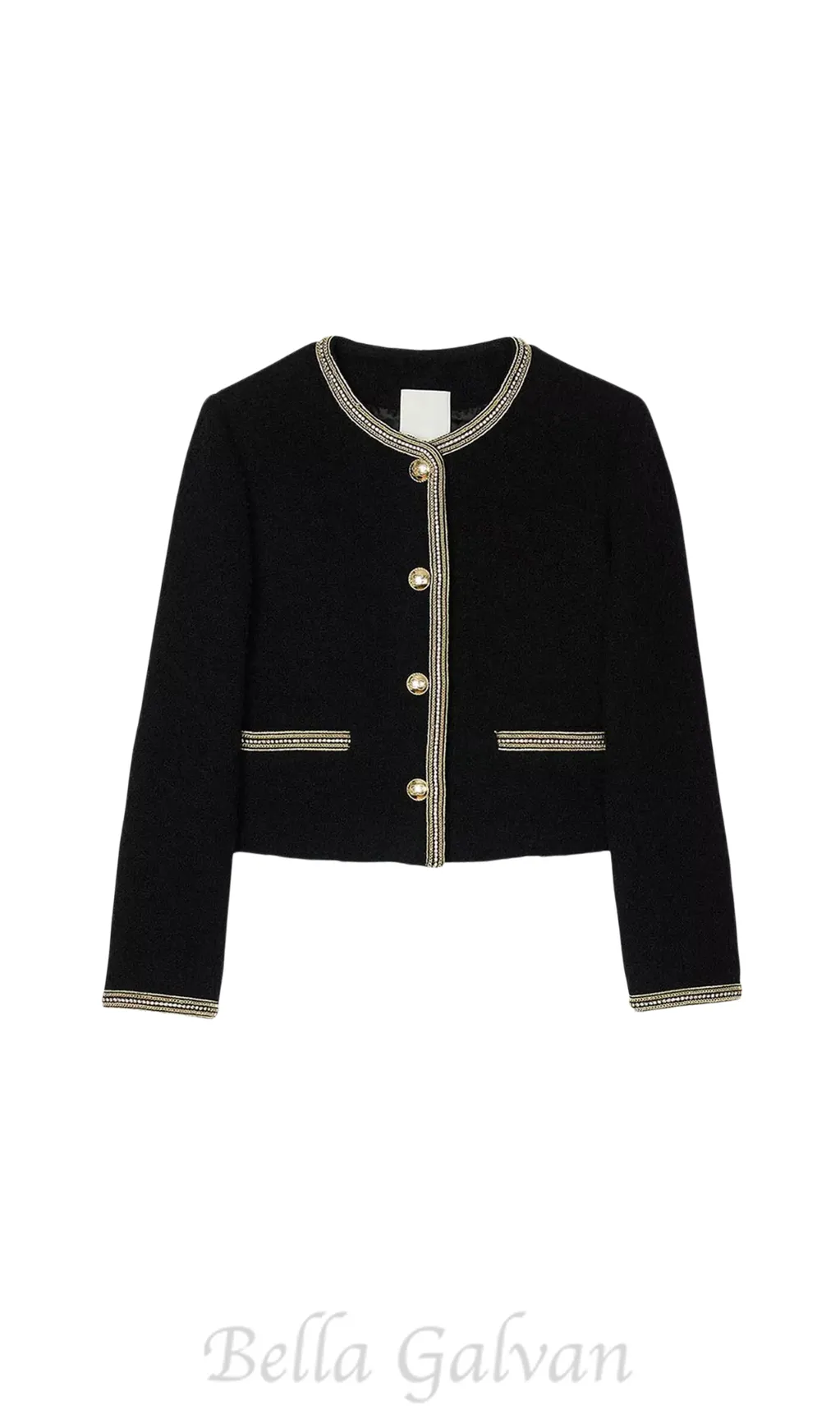 trim wool and cotton-blend jacket in noir Flowering Girl