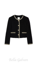 trim wool and cotton-blend jacket in noir Flowering Girl