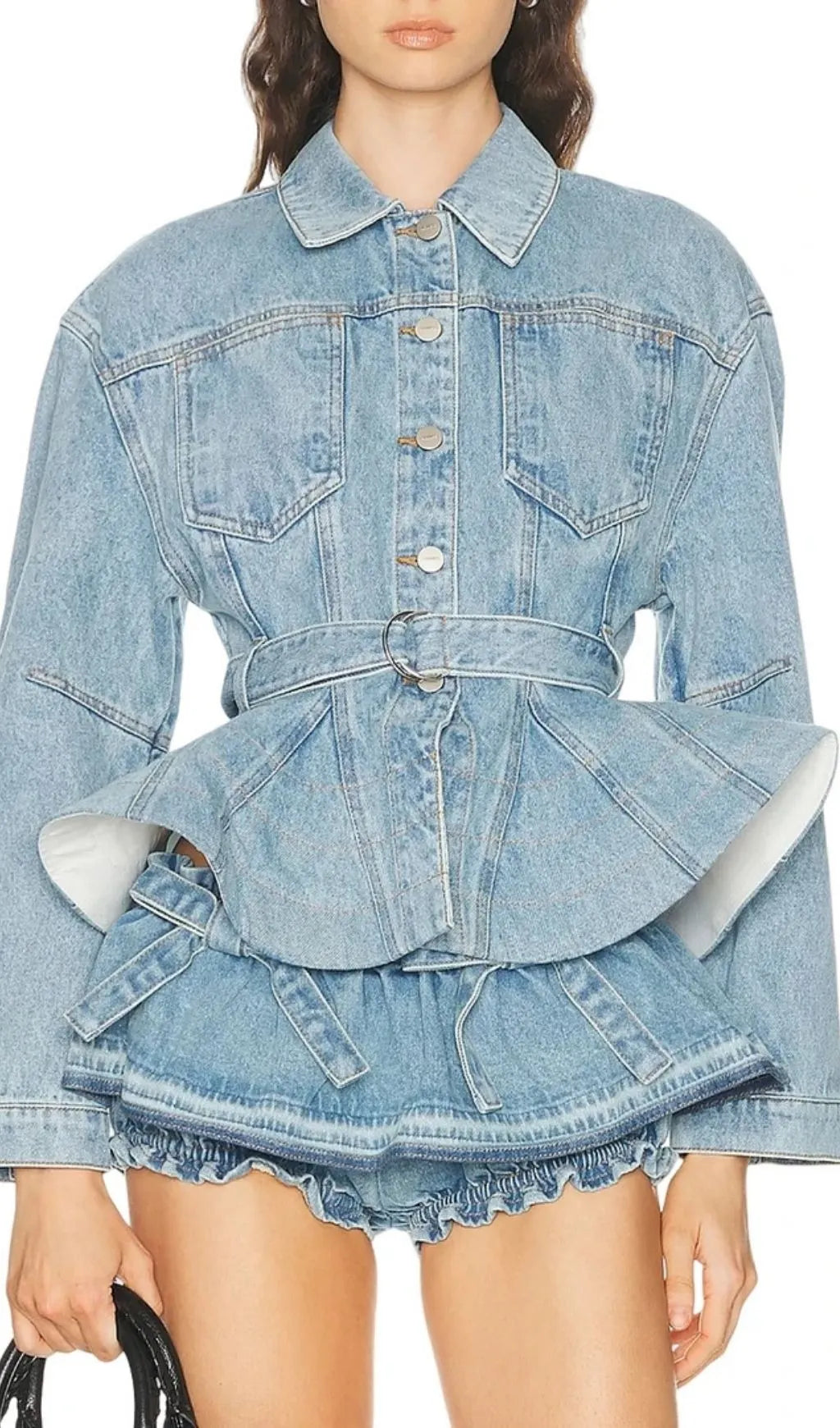 Hitania Ruffle Denim Jacket & Skirt Set Flowering Girl