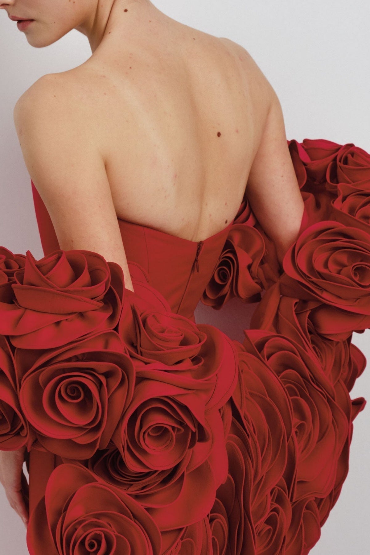 Sherise Floral Appliqué Strapless Maxi Bandage Dress - Red Flowering Girl