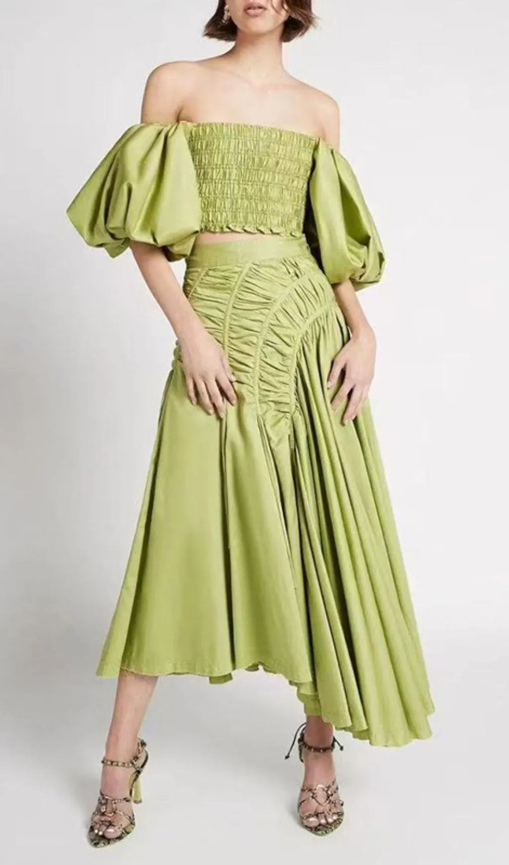 Ivo Puff Sleeve Two-Piece Set Flowering Girl