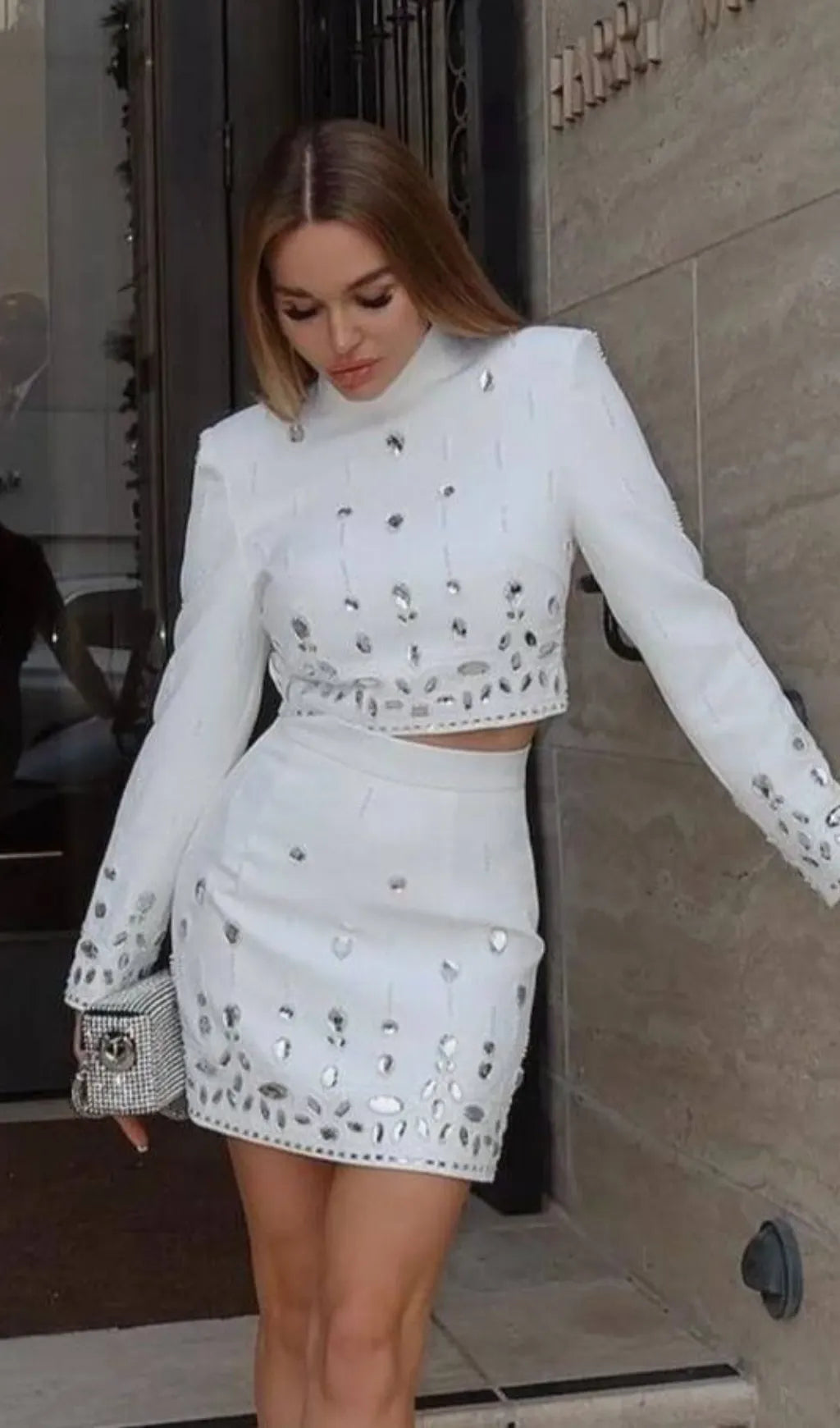 Cordis Crystal Long Sleeve Two-Piece Set Flowering Girl