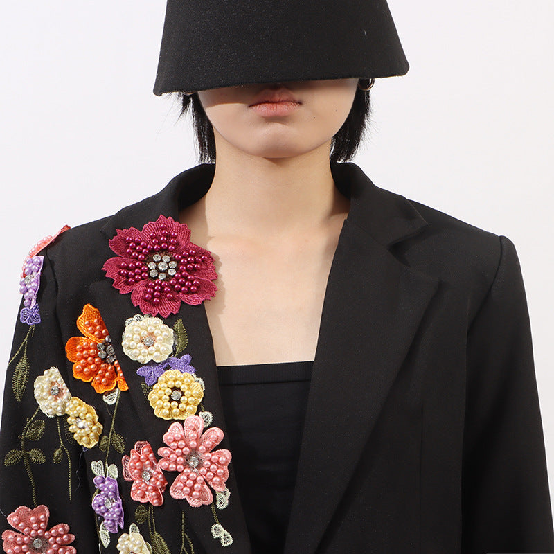 Giordano Flower Beaded Embroidery Blazer Flowering Girl
