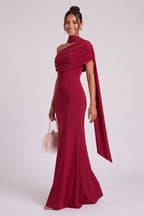 Deep Red Crepe Column Gown Flowering Girl