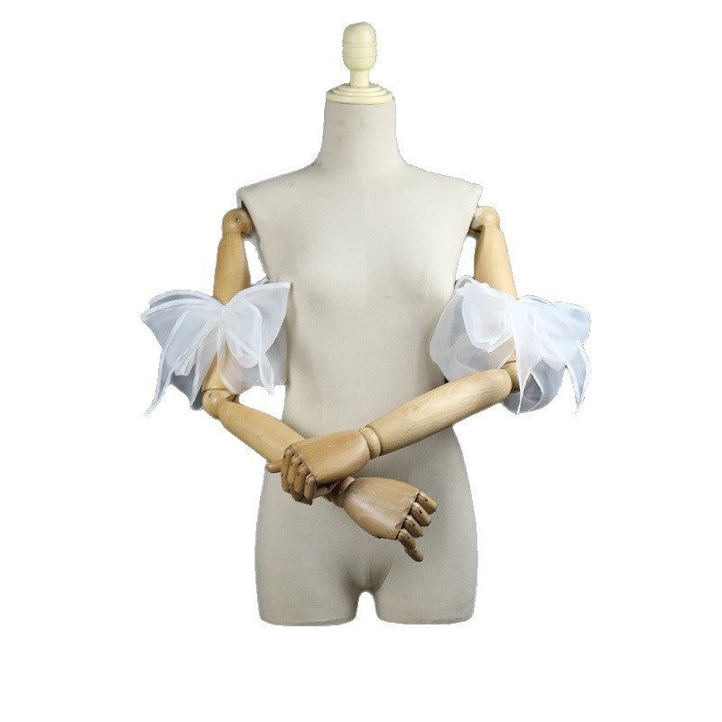 Organza Giant Bow Detachable Short Arm Cuffs Flowering Girl