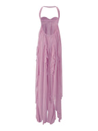 Lace Irregular Maxi Dress In Purple Flowering Girl