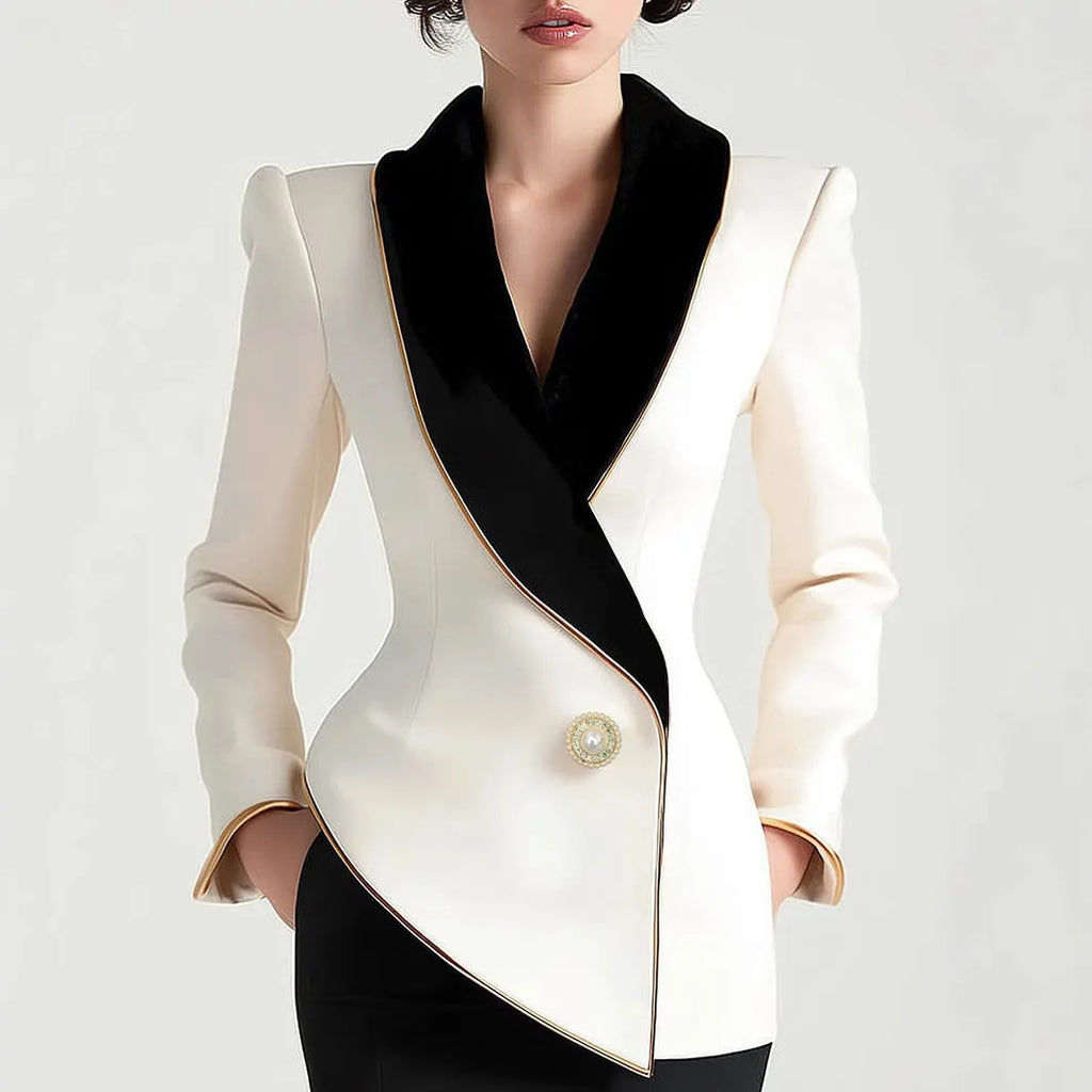 Irregular Long Sleeves Slim Suit Jacket Flowering Girl