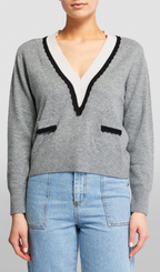 TWO TONE TRIM SWEATER Flowering Girl