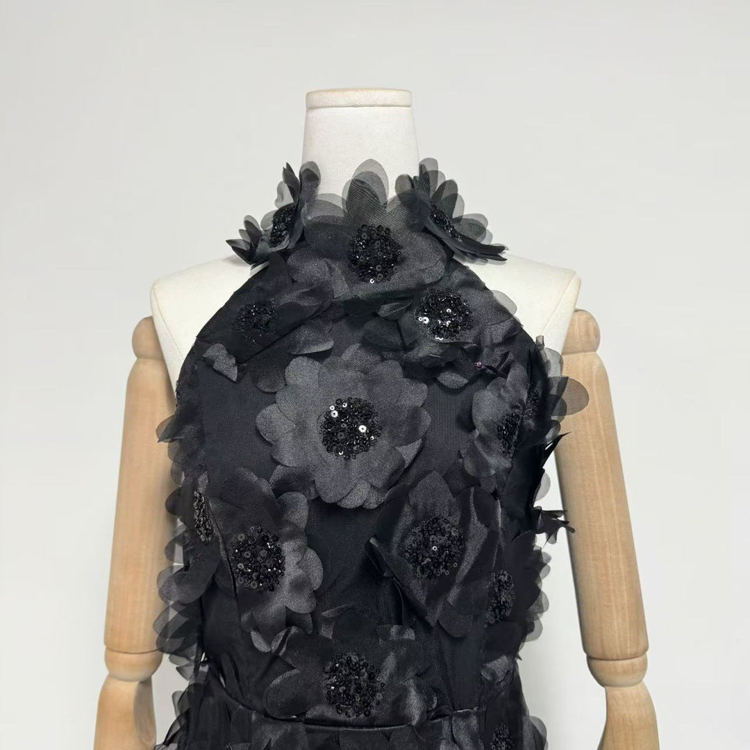 Cherry Blossom Mini Dress In Black Flowering Girl