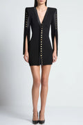 Moises Buttoned Split Sleeve Mini Dress Flowering Girl