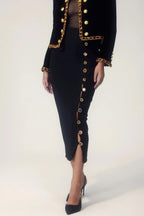 Ella Gem Button Down Pencil Midi Skirt Flowering Girl