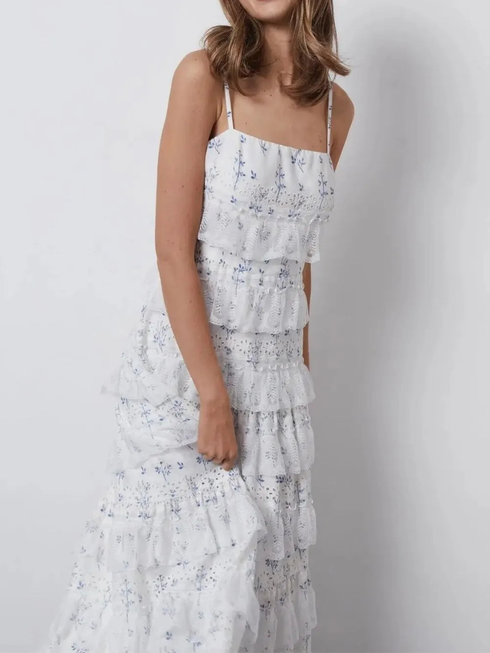 Dianthe Floral Printed Layered Maxi Dress Flowering Girl