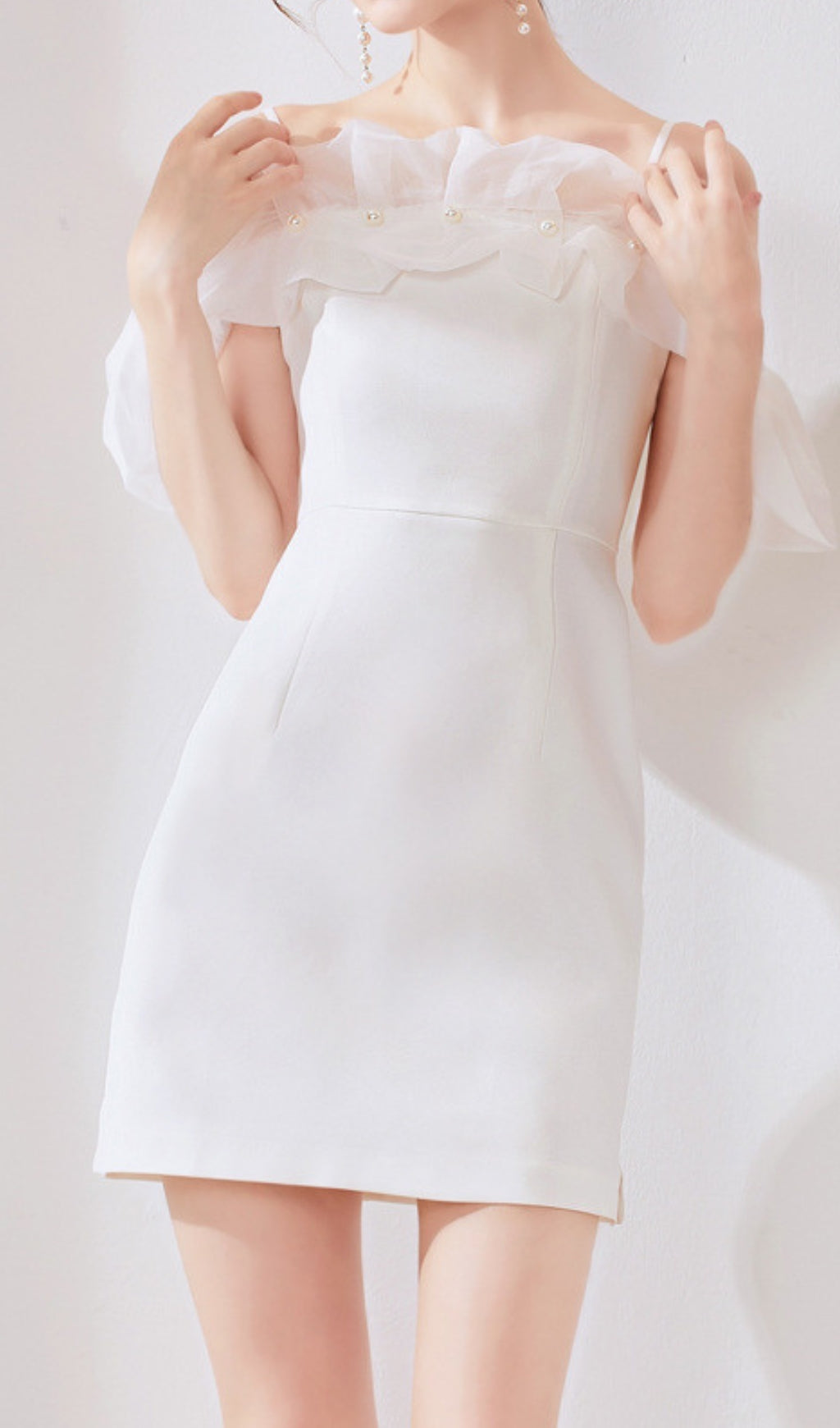 Domitia White Off-Shoulder Mini Dress Flowering Girl