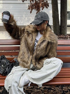 Imitation Fox Fur Long Sleeve Short Jackets Flowering Girl