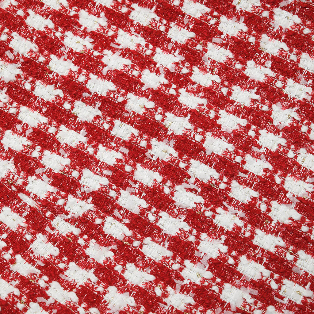 RED CHECK BOUCLE PLEATED MINI SKIRT Flowering Girl