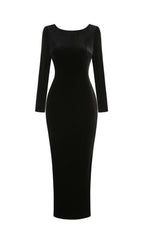 Kayslee Black Long Sleeve Diamante Backless Maxi Dress Flowering Girl