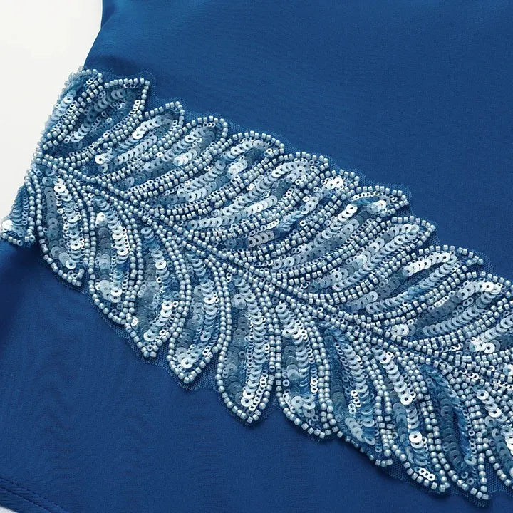 Kristian Blue Sequin One-Piece Swimsuit & Sarong Flowering Girl