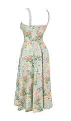 Light Jade Print Bustier Sundress Flowering Girl