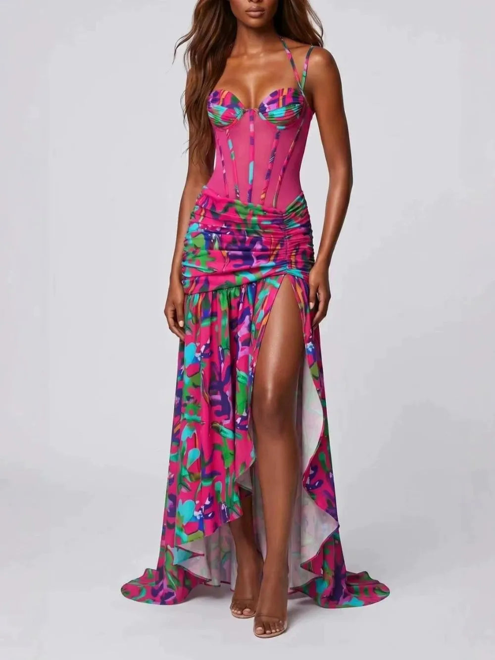 Monika Printed Corset Maxi Dress Flowering Girl