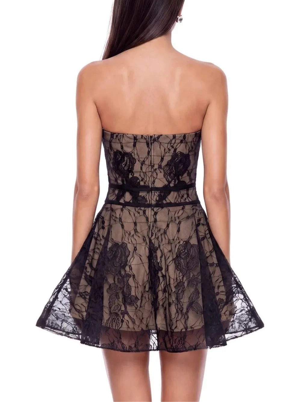 Javorix Strapless Lace Mini Dress Flowering Girl