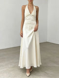 Mansi White Halter Maxi Dress Flowering Girl