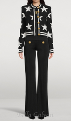 Star Jacquard black Cardigan Flowering Girl