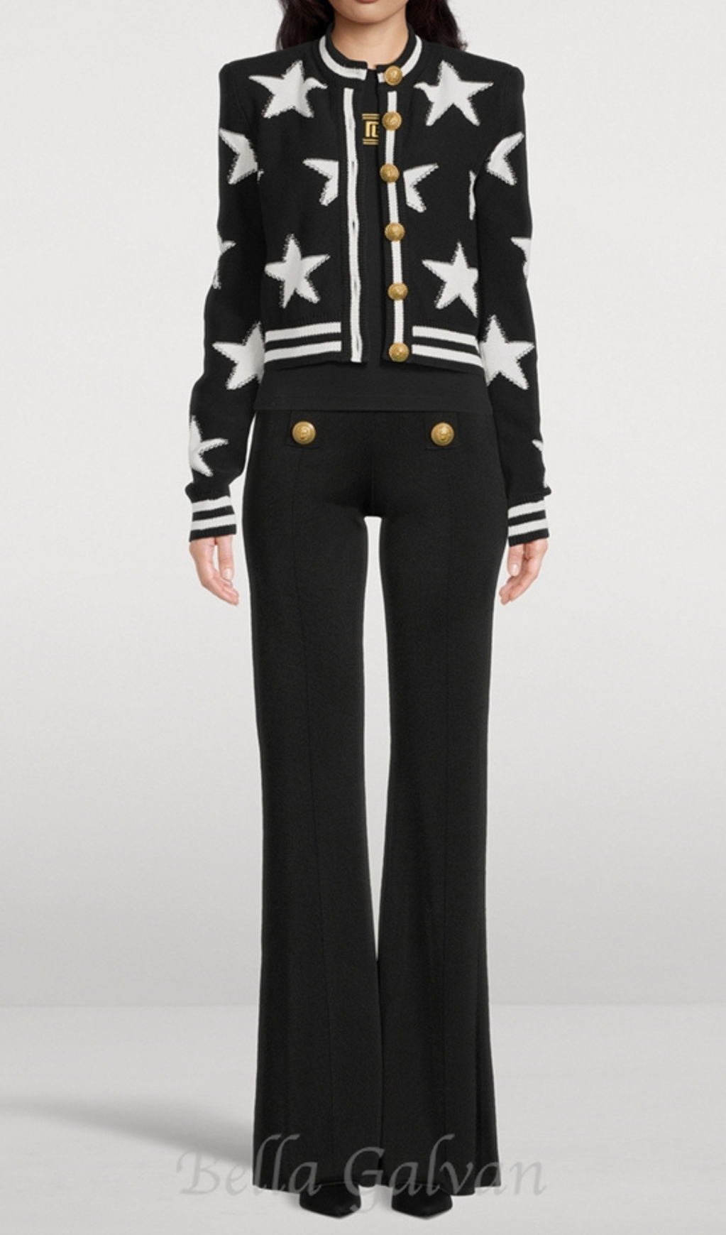 Star Jacquard black Cardigan Flowering Girl