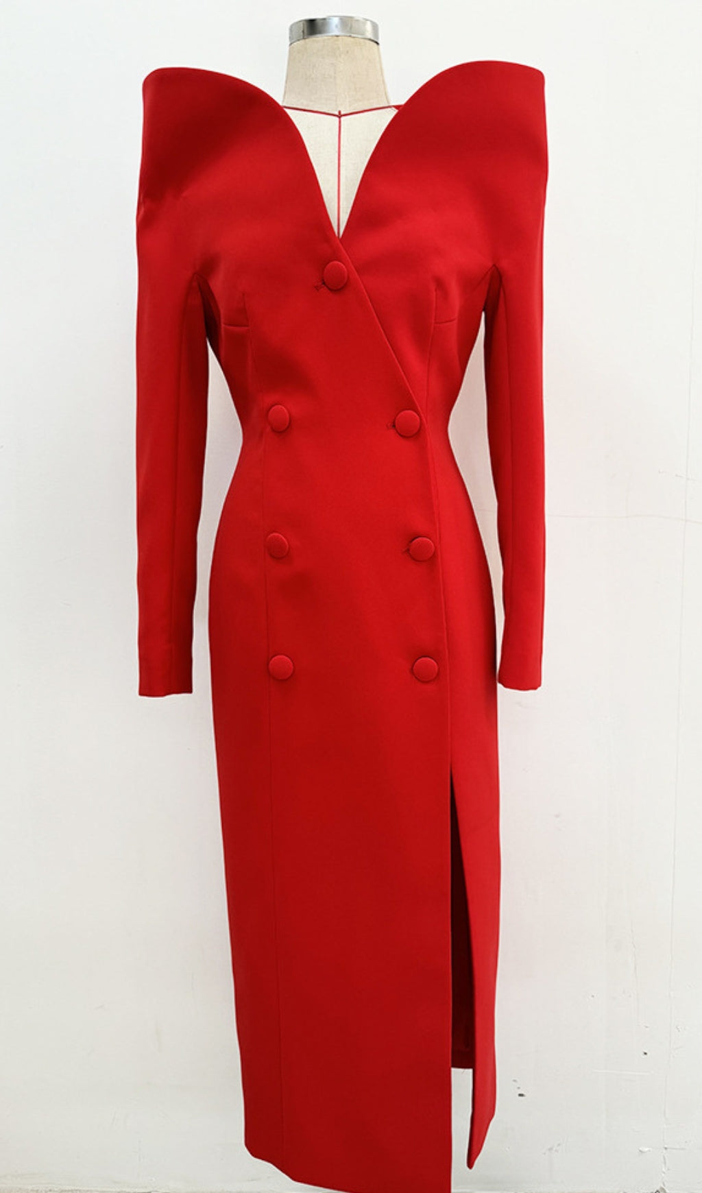 Brittania Red V-Neck Long Sleeve Midi Blazer Dress Flowering Girl
