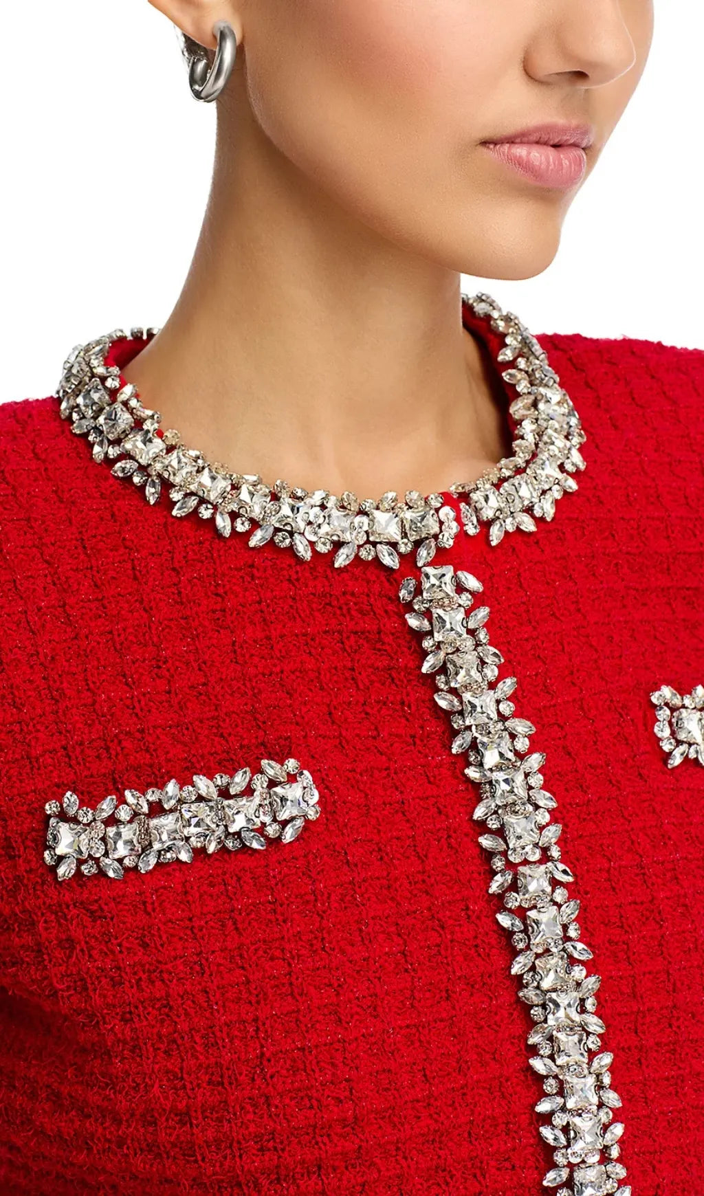 Textured Knit Embellished Trim Cardigan Flowering Girl