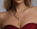 Gold Snake Herringbone Lariat Y Necklace Flowering Girl