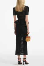 Adelaide Black Bow Crochet Midi Dress Flowering Girl