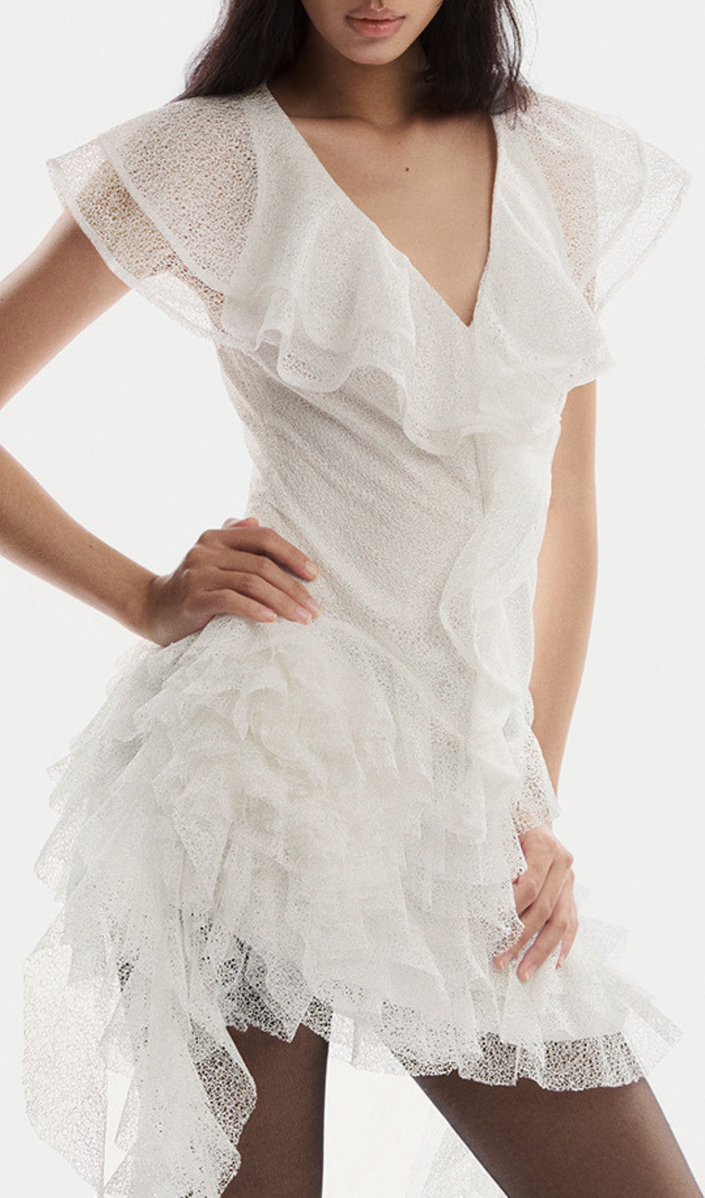 Dorsey White Ruffle Mini Dress Flowering Girl