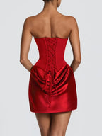 Malan Red Strapless Ruched Mini Dress Flowering Girl