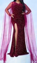 Castor Red Sequin Mesh Plus Size Maxi Dress Flowering Girl