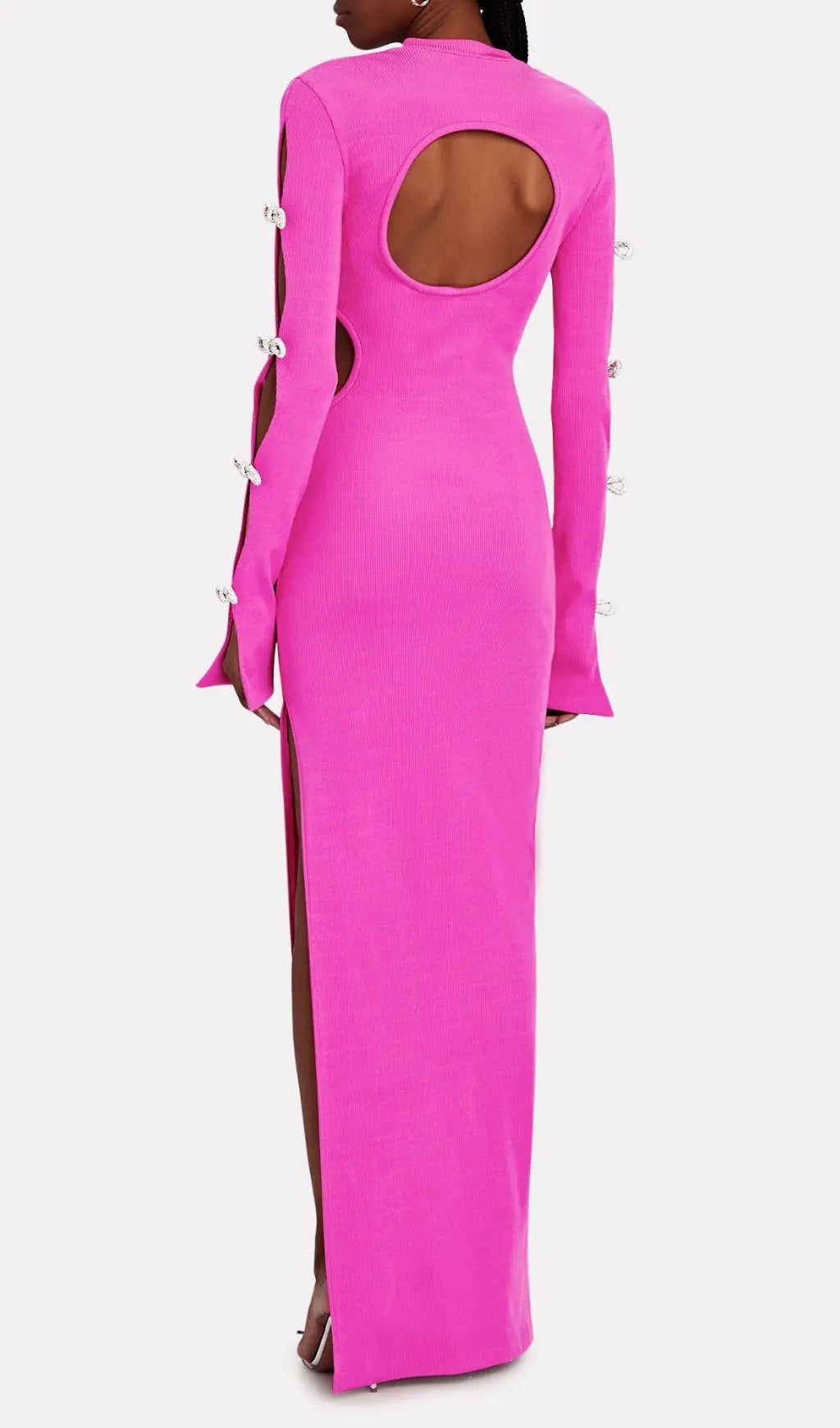 Bandage Cut Out Maxi Dress In Pink Flowering Girl
