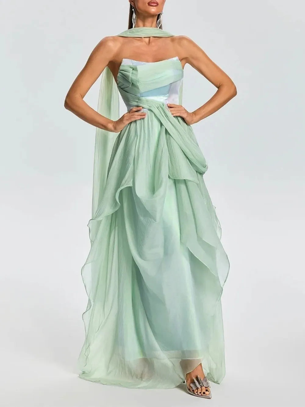 Euanthe Scarf Ruffle Maxi Dress Flowering Girl