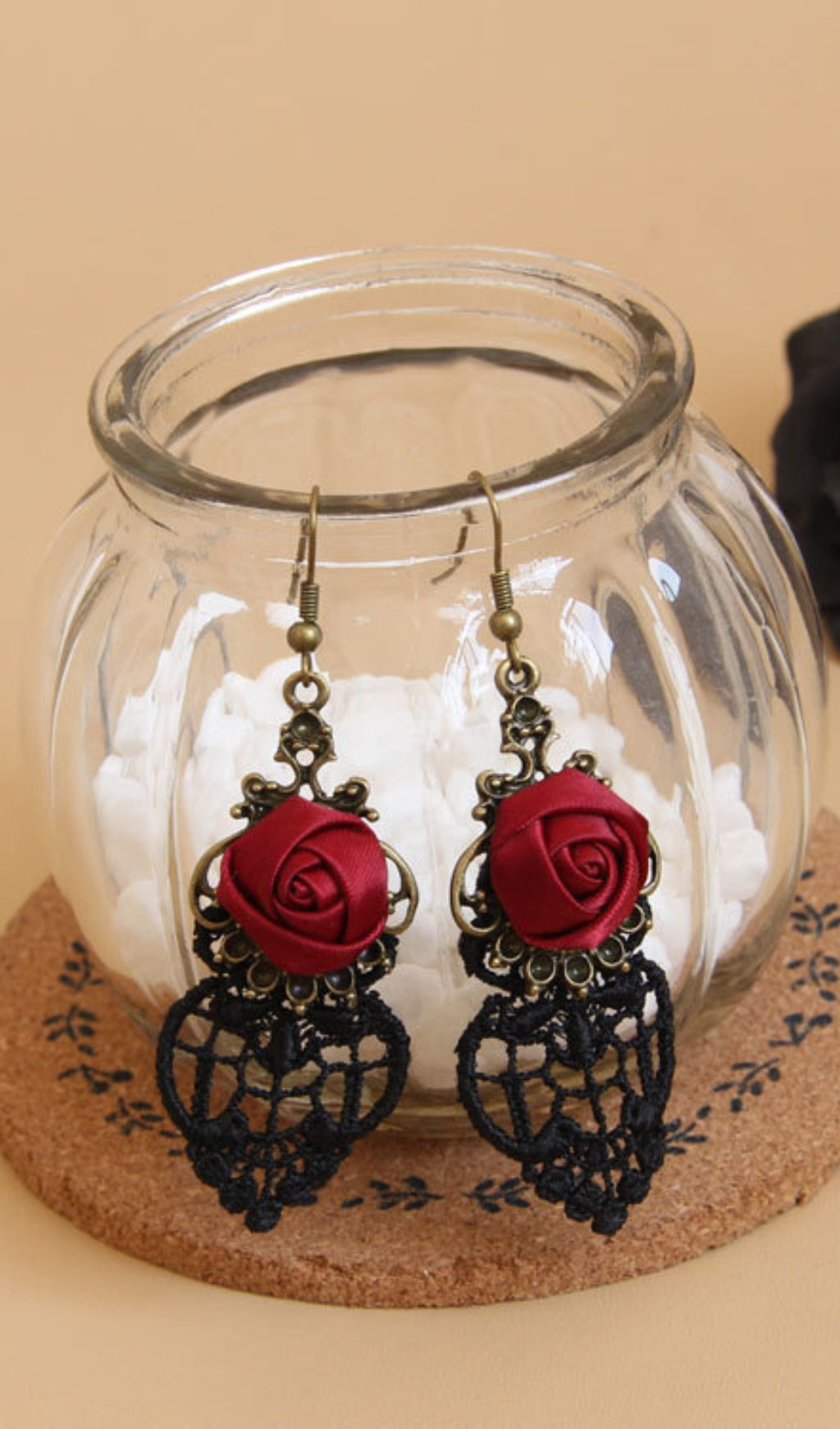 Hollow Lace Rose Earrings Flowering Girl