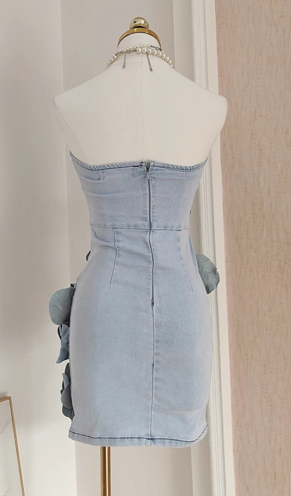 Canto Strapless Flower Denim Mini Dress Flowering Girl