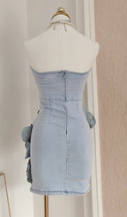 Canto Strapless Flower Denim Mini Dress Flowering Girl