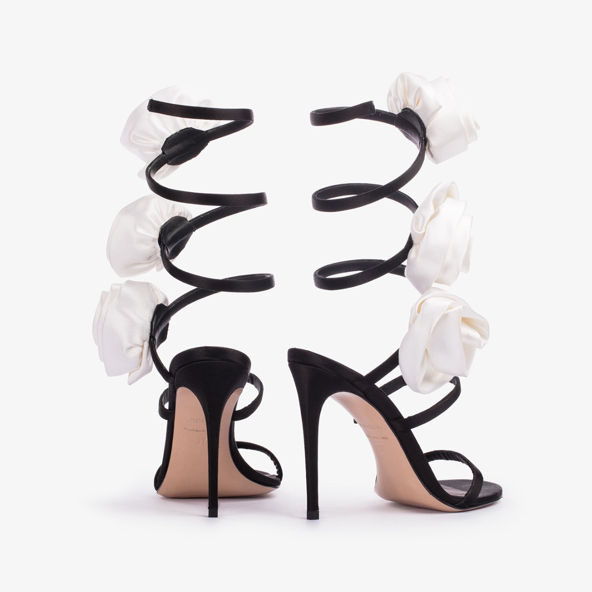 Alana Rose Twists Satin Sandals - Black Flowering Girl