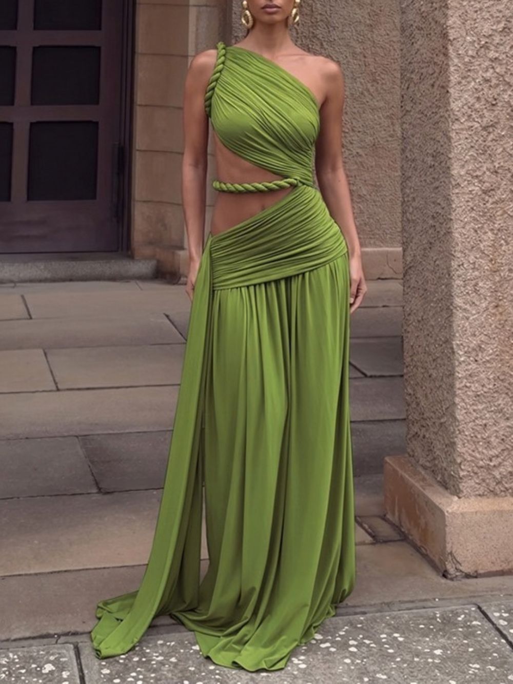 Green A-Line Gown Flowering Girl
