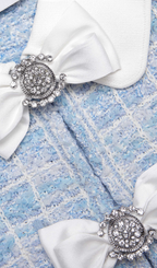 Check Collared Knit Mini Dress In Blue Flowering Girl