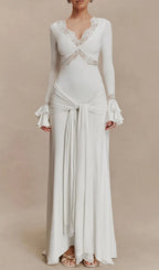 Akeelah Flare Sleeve Tie Up Maxi Dress Flowering Girl