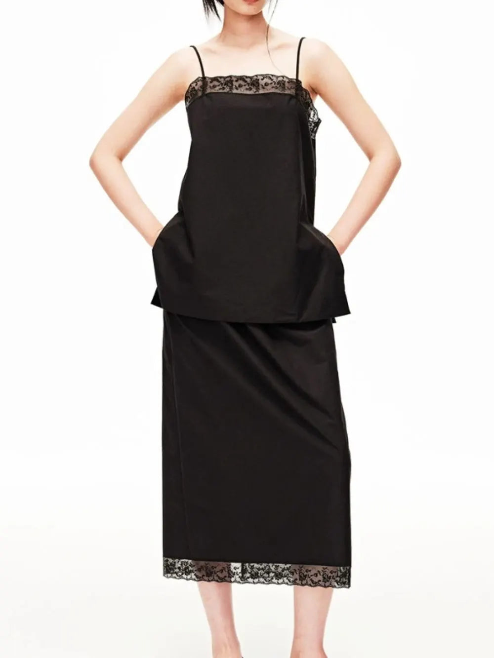 Mesa Black Lace Two-Piece Set Flowering Girl