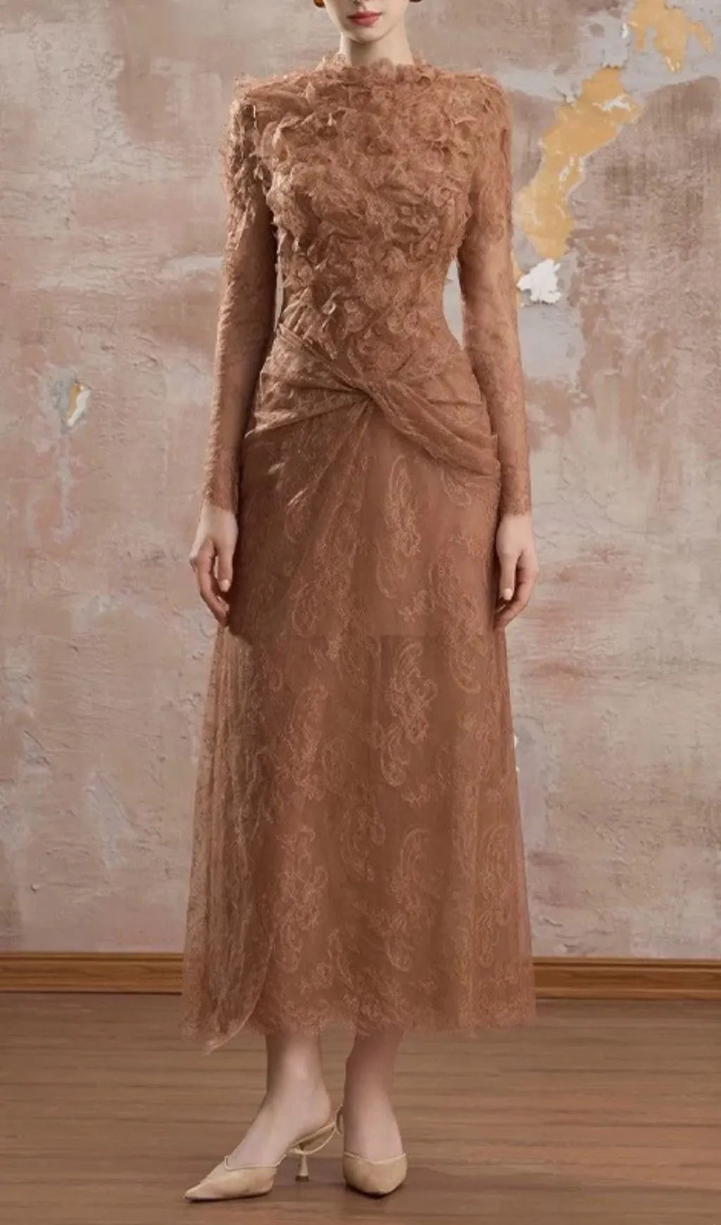 Jamar Lace Long Sleeve Midi Dress Flowering Girl
