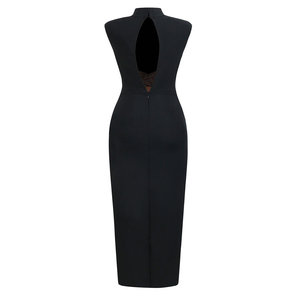 Gold X Beads Embellished Black maxi Dress Flowering Girl