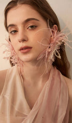 Leia Pink Feather Beaded Earrings Flowering Girl