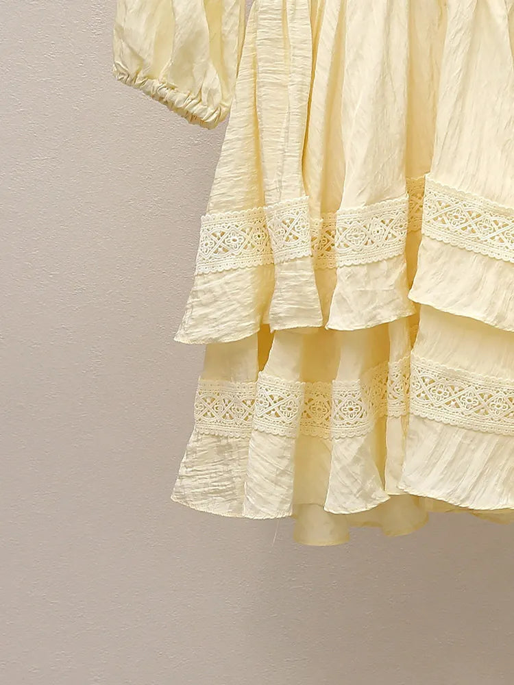 Rapapamy Puff Sleeve Ruffle Dress Flowering Girl