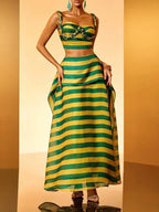 Haloke Weave Stripe Skirt Set Flowering Girl